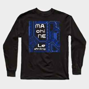 Machine Learning Circuit Board | Blue White Long Sleeve T-Shirt